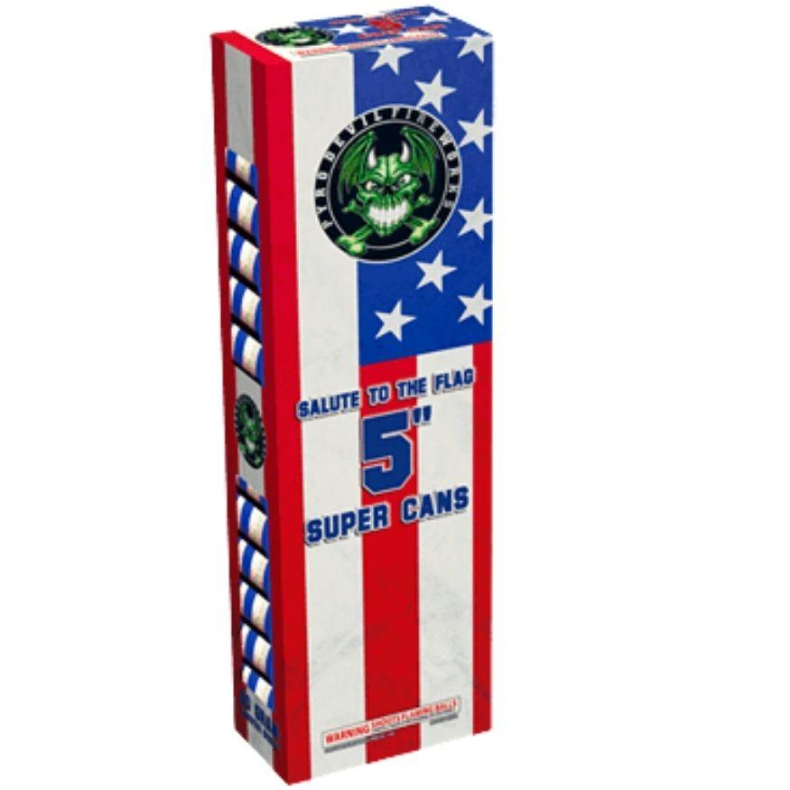 Salute To The Flag 5" Super Cans | 24 Break Artillery Shell by Pyro Demon -Shop Online for X-tra Large Canister Kit™ at Elite Fireworks!