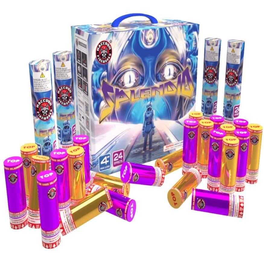 Splendid | 24 Break Artillery Shell by Raccoon Fireworks -Shop Online for Large Canister Kit™ at Elite Fireworks!