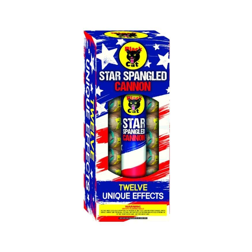Star Spangled Cannon | 12 Break Artillery Shell by Black Cat Fireworks -Shop Online for Large Ball Kit™ at Elite Fireworks!