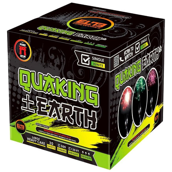 The Elements™ | 71 Shot Box Kit™ - Blazing Fire™ - Breezing Air™ - Gushing Water™ - Quaking Earth™ by Pyro Jinja® -Shop Online for Large Cake at Elite Fireworks!