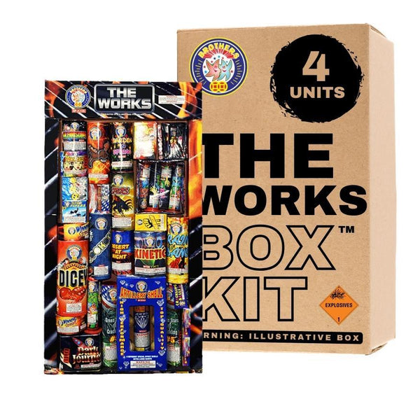 The Works | Aerial & Ground Mix Variety Assortment by Brothers Pyrotechnics -Shop Online for X-tra Large Select Kit™ at Elite Fireworks!