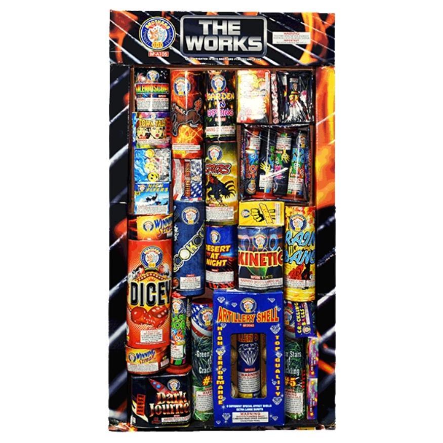 The Works | Aerial & Ground Mix Variety Assortment by Brothers Pyrotechnics -Shop Online for X-tra Large Select Kit™ at Elite Fireworks!