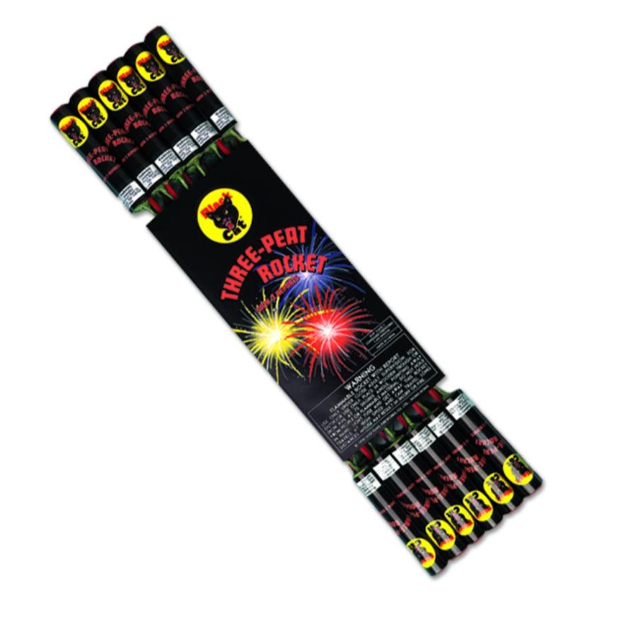 Three-Peat Rocket | 16.8" Rocket Projectile by Black Cat Fireworks -Shop Online for Standard Rocket at Elite Fireworks!