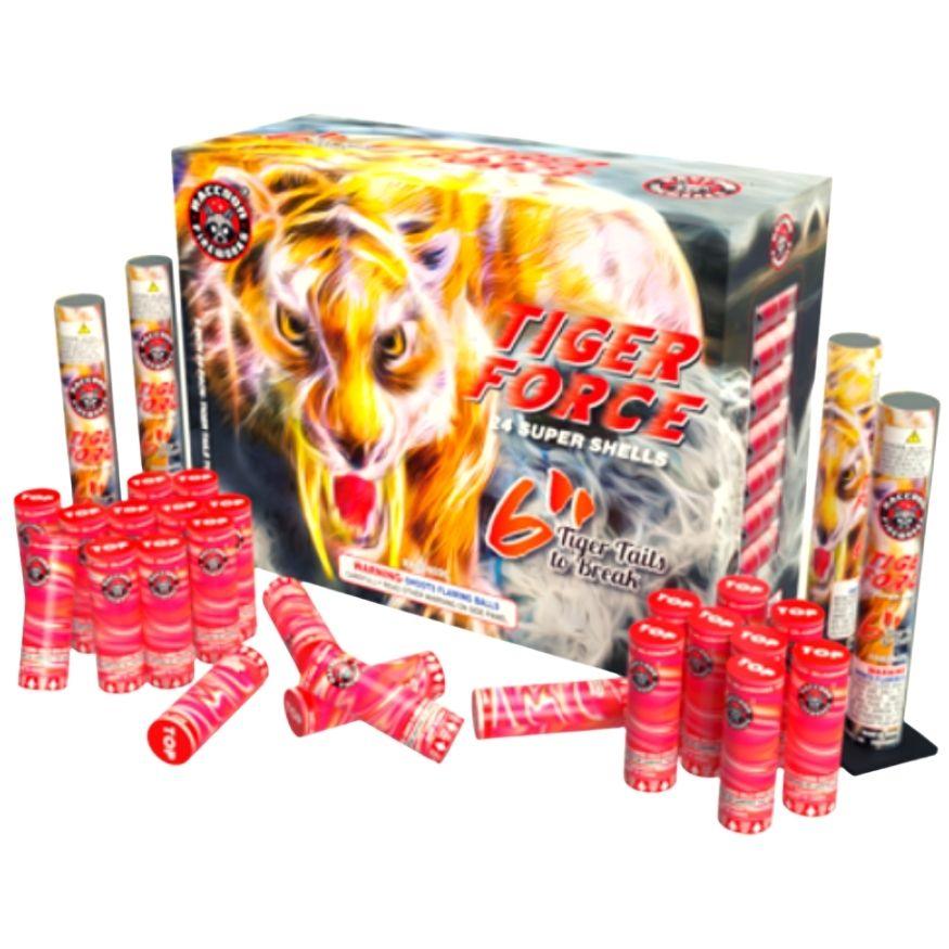 Tiger Force | 24 Break Artillery Shell by Raccoon Fireworks -Shop Online for XX-tra Large Canister Kit™ at Elite Fireworks!