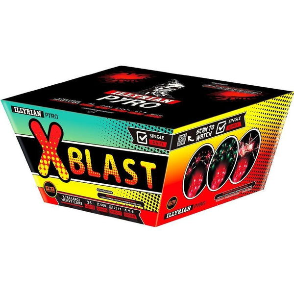 X Blast™ | 25 Shot Aerial Repeater by Illyrian Pyro™ -Shop Online for X-tra Large Cake™ at Elite Fireworks!